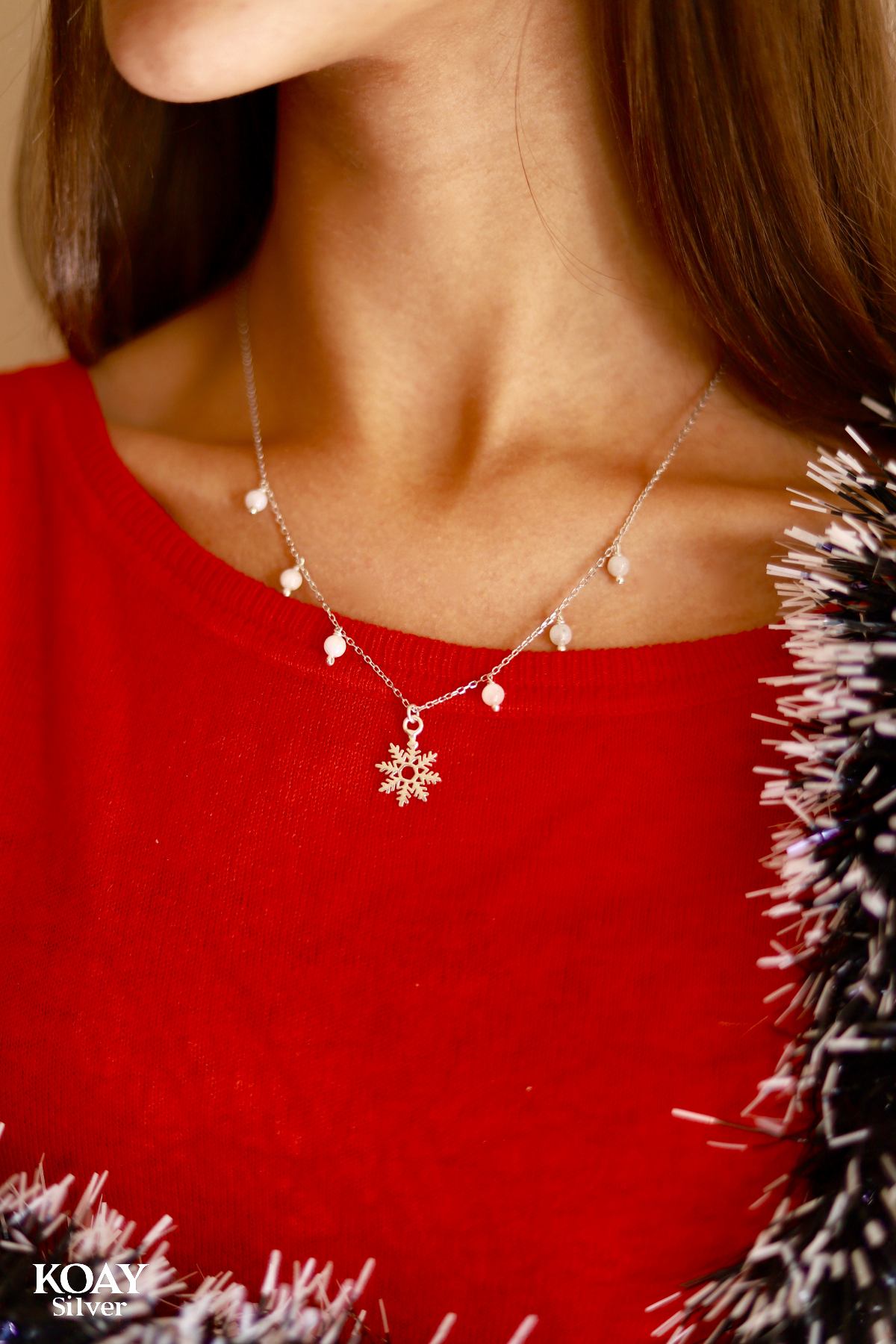 Moonstone Snowflake Necklace