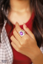 Purple Sa3ada Stone Ring