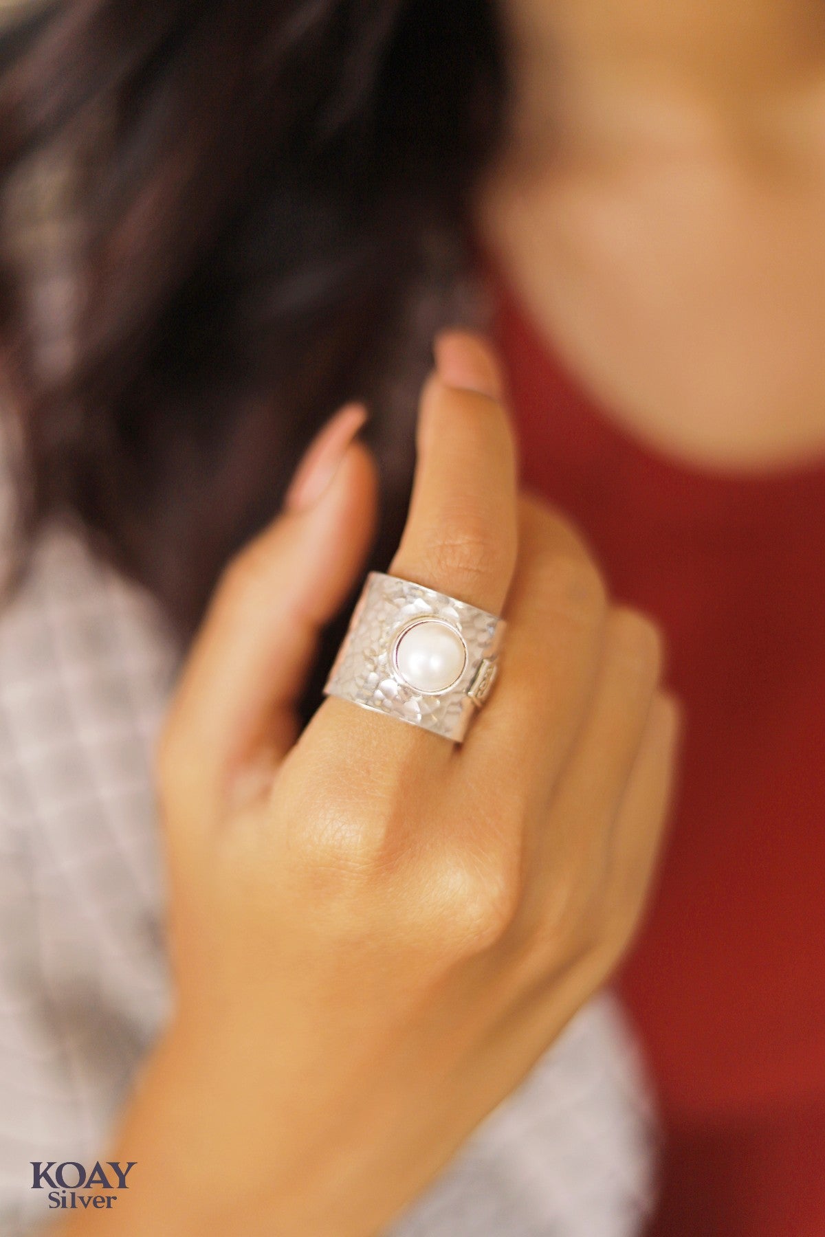 White Sa3ada Stone Ring