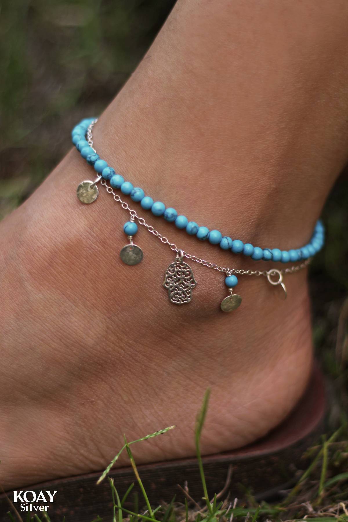 Blue Hand Anklet